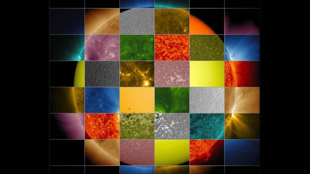 ناسا برای این کولاژ تصاویری از خورشید در طول موج های مختلف ثبت کرده است